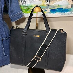 kate spade Black Saffiano Satchel with Contrast Strap